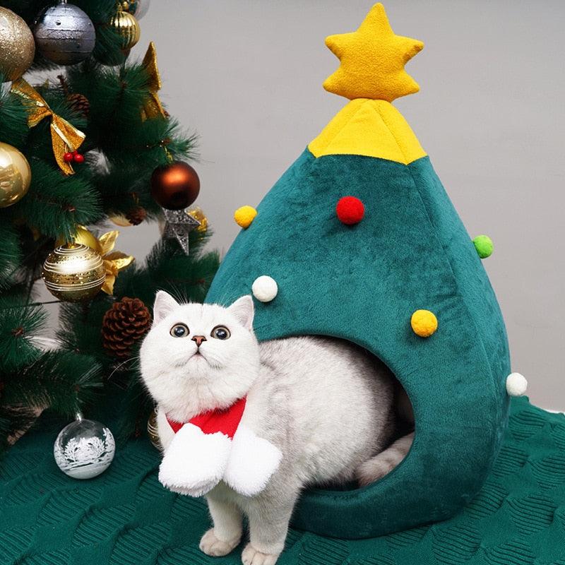 Christmas Comfy Cat Bed House