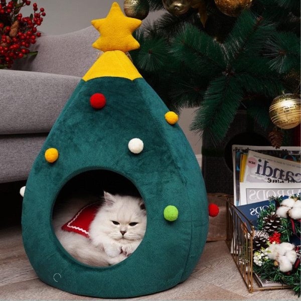 Christmas Comfy Cat Bed House - Image 3