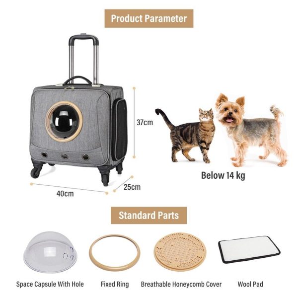 Pet Traveling Carrier Trolley Case With Space Capsule - Image 5