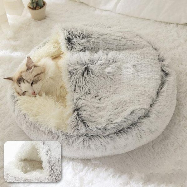 Winter 2 in 1 Cat Bed Round Warm Pet House - Image 2