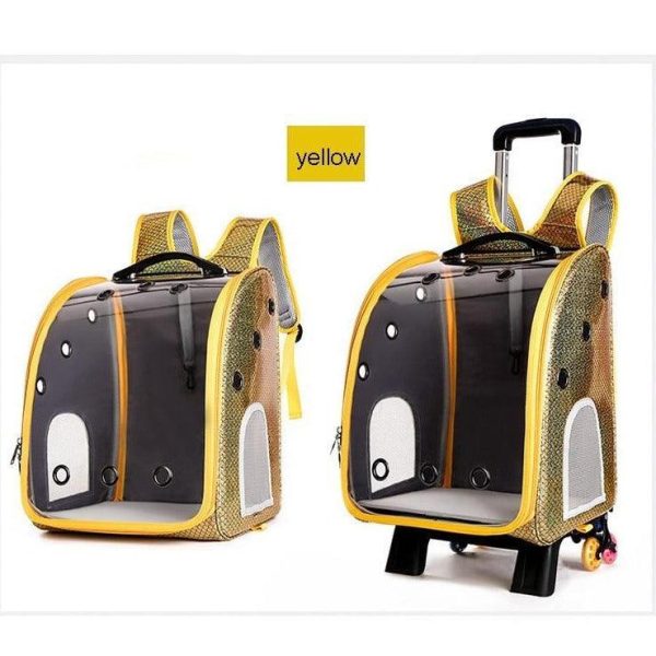 2-1 Portable Transparent Trolley Backpack Cat Carrier - Image 13