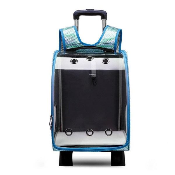 2-1 Portable Transparent Trolley Backpack Cat Carrier - Image 11