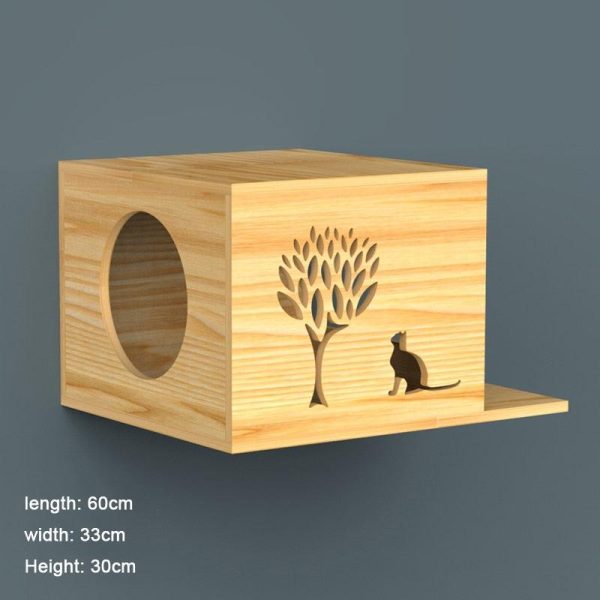 Wall-mounted Cat climbing Frame Cat Tree Solid Wood - Image 4
