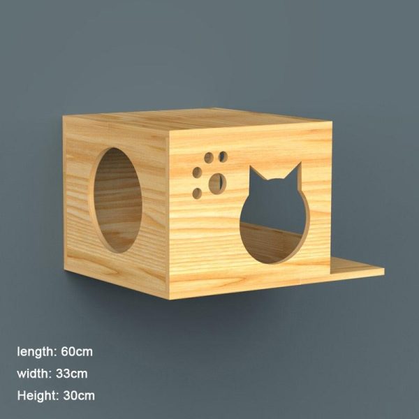 Wall-mounted Cat climbing Frame Cat Tree Solid Wood - Image 2